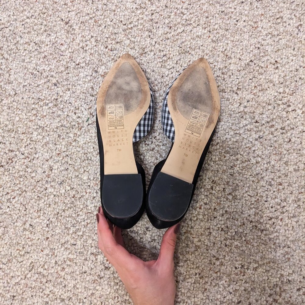 White House Black Market Black and White Gingham Flats - Picture 3 of 5